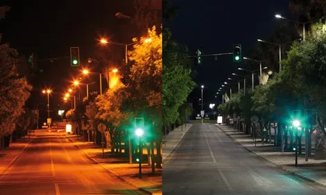 Secretaria apresenta estudo para trocar lâmpadas convencionais por leds em cidades goianas troca de lampadas antes e depois.jpg